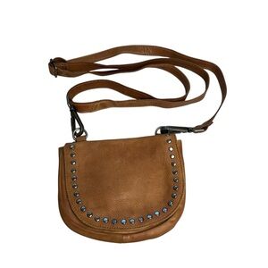 Latico NJ Janna Leathers Mini Cognac Brown Studded Crossbody/Fanny Pack Purse